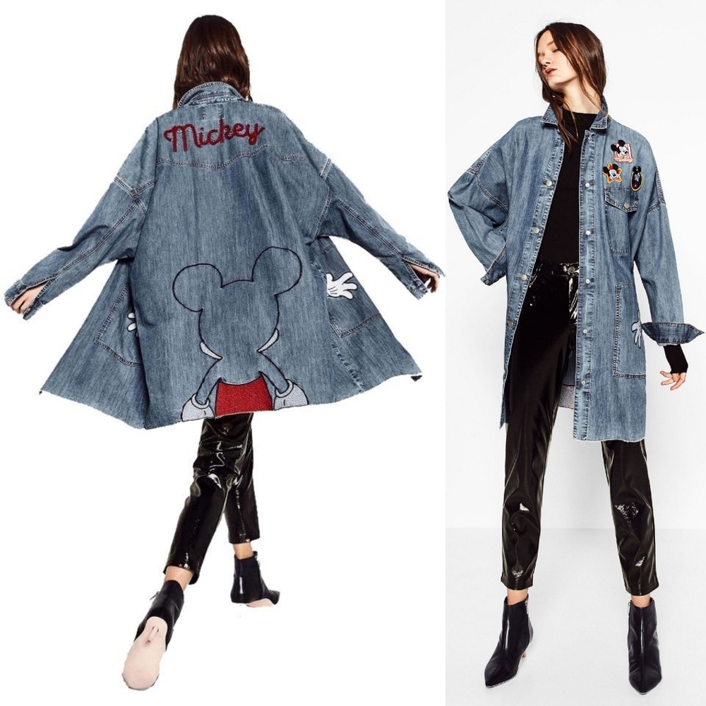 💎 Zara & Disney Mickey Mouse Denim Duster - Picture 2 of 8